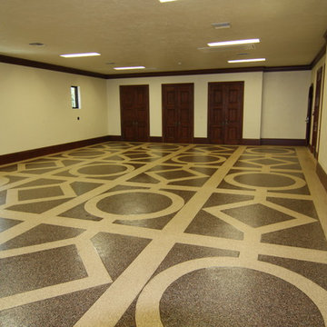 Residential Garage Floors with Stripes and Logos