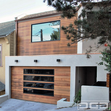San Francisco Bay Area Custom Garage Door in a Modern Design With Glass Panels