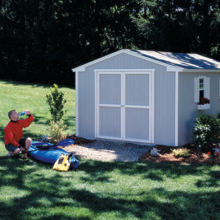 Design ideas for a small modern detached garden shed in Detroit.