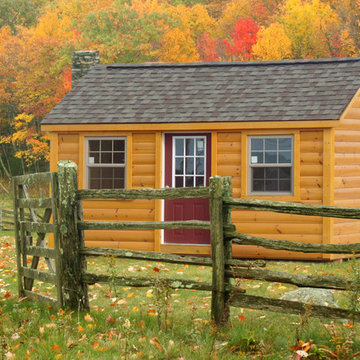 Summer Log Cabin Shed in Pasture