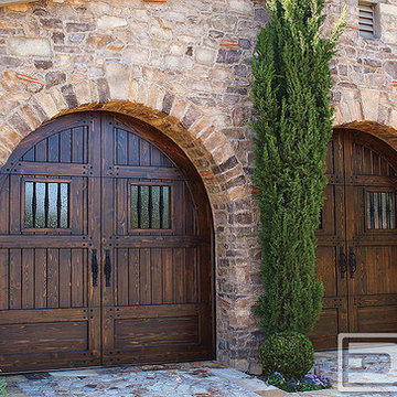 Tuscan Garage Door 01 | Rustic Door Design With Dummy Hardware & Antique Glass!
