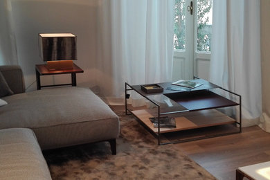 Cette image montre une petite salle de séjour minimaliste.