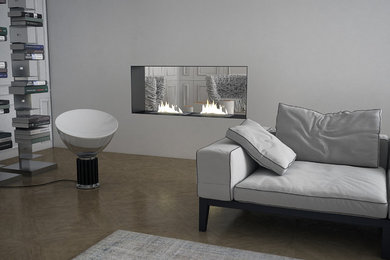 Esempio di un soggiorno design con pareti bianche