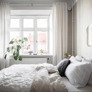 Inspiration för nordiska gästrum, med beige väggar