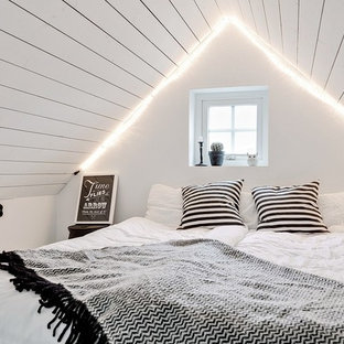 Inspiration för små skandinaviska gästrum, med vita väggar