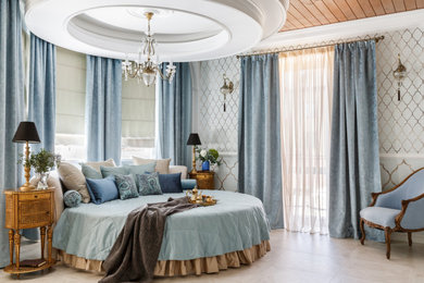 Стильный дизайн: спальня среднего размера в стиле фьюжн - последний тренд