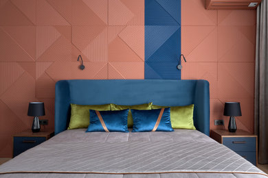 Идея дизайна: хозяйская спальня среднего размера в современном стиле