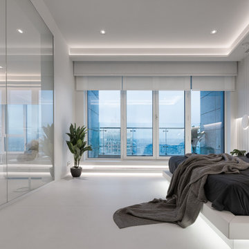 Stylish monochromatic white penthouse