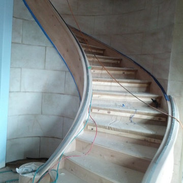 12" X 24" cladding on curved staircase.