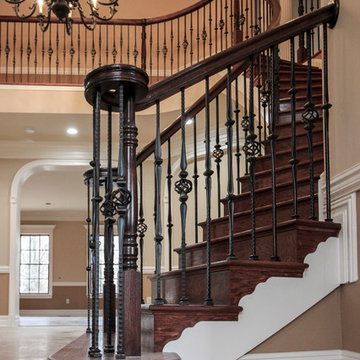 13_Curved Custom Wrought Iron Staircase in Elegant Home, Fairfax VA 22032