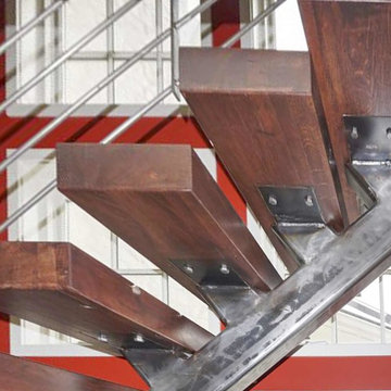 18_Modern Industrial Stairway with Steel Rod Rails, Washington DC 20007
