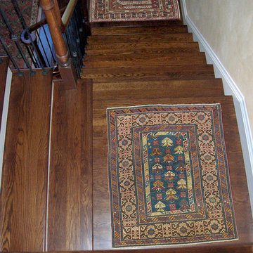 19th Century Caucasian Chi Chi & Turkish Bergama Rugs Transforms a Staircase