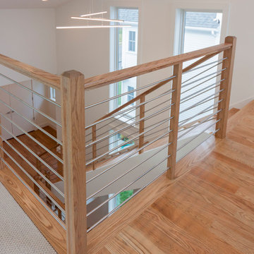 48_Contemporary Round Stainless Steel Balustrade & Oak Treads, Arlington VA 2220