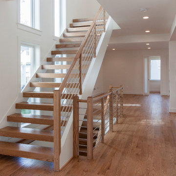 48_Contemporary Round Stainless Steel Balustrade & Oak Treads, Arlington VA 2220