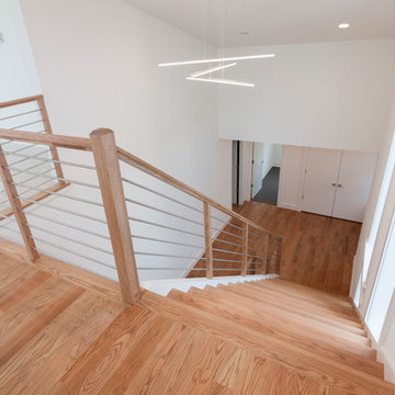 48_Contemporary Round Stainless Steel Balustrade & Oak Treads, Arlington VA 2220