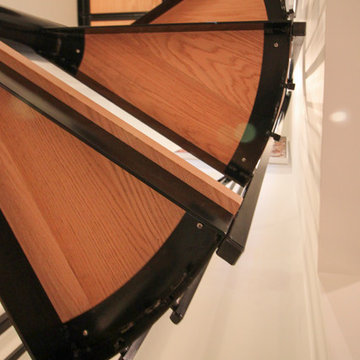 62_Natural Wood Treads & Jet-Black Metal Custom Spiral Stairway, Bethesda MD 208