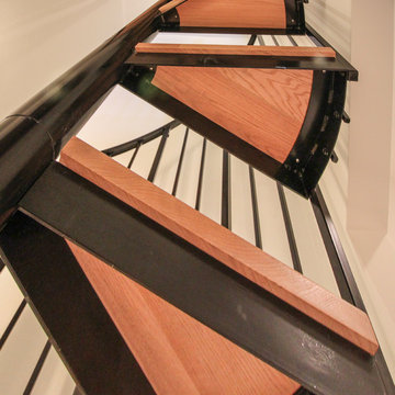 62_Natural Wood Treads & Jet-Black Metal Custom Spiral Stairway, Bethesda MD 208