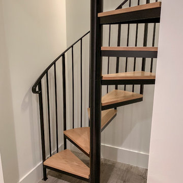 62_Natural Wood Treads & Jet-Black Metal Custom Spiral Stairway, Bethesda MD 208