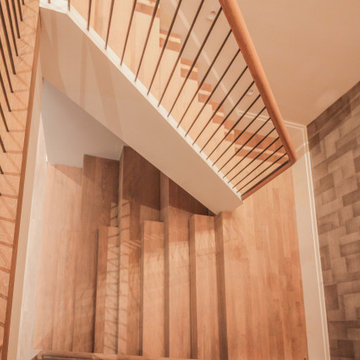 81_Modern Oak Steps with Raised Area for Seating, Great Falls VA 22066