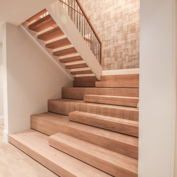 81_Modern Oak Steps with Raised Area for Seating, Great Falls VA 22066