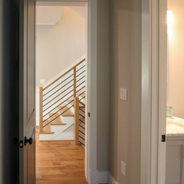 83_Blonde Wood Stairway with Sleek Horizontal-Metal Balustrade, Springfield VA 2