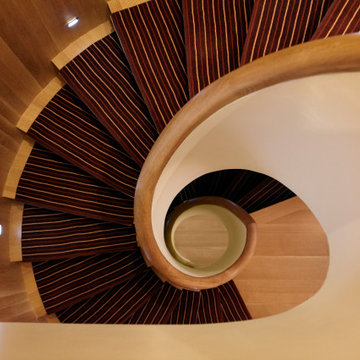 A dramatic view looking down the spiral stair