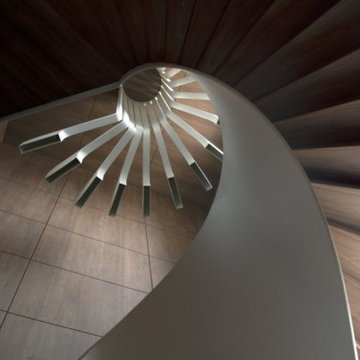a unique spiral stairs - stair lights from PSLAB
