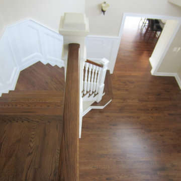 Aquebogue new construction - 3 1/4" Red Oak installed / stained Special Walnut