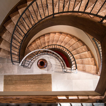 Spiral Staircase with Wood and Metal Materials
