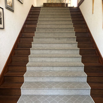 Bamboo Wood Stairs with Carpet Stair Runner