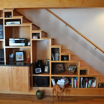 Belhaven Contemporary Remodel - Bookcase & Staircase