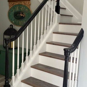 Black and white painted staircase in a beach house in Avalon, NJ