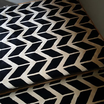 Black & White rug cut into a stair runner