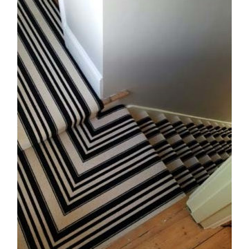 Black & White Stripe Carpet to Stairs and Landings