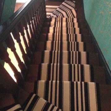 Black & White Striped Carpet Runner to Stairs in North London
