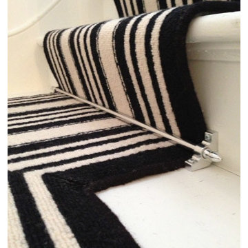 Black & White Striped Wool Carpet to Stairs