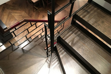 Blackened steel staircase