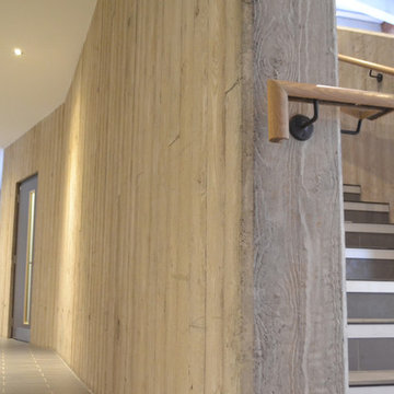 Board marked concrete staircase - Girdwood Community Hub -