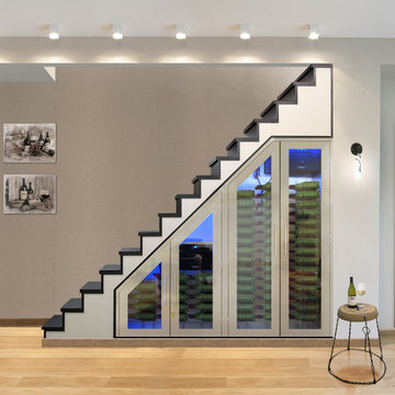 Brushed Stainless Modular Under Stairs Wine Cabinet