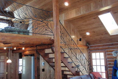 Inspiration for a rustic staircase remodel in Philadelphia