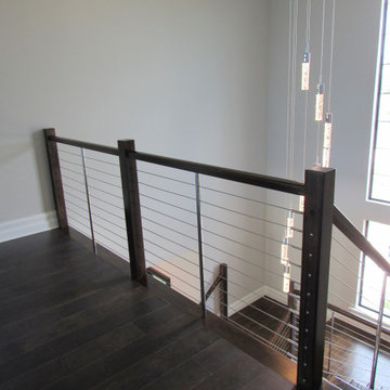 Cable Rail w/ Wood Newel Posts and Wood Top Rail, Lansing Island