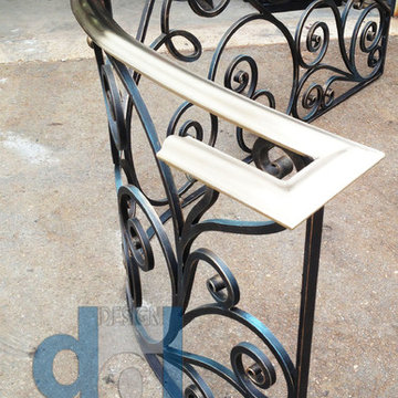 Caribou Rd modern spiral solid brass and wrought iron railing