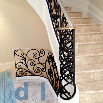Caribou Rd modern spiral solid brass and wrought iron railing