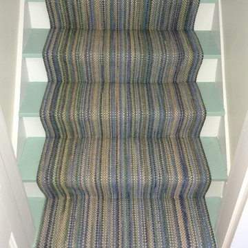 Casual Stair Runner Install Using the Hampton Stripe 0404-460 Denim Blue
