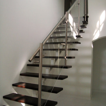 Center Beam Stair with Glass Railings