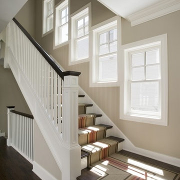 Classic Straight Run Millmade Staircase with Carpet Runner in Traditional Family