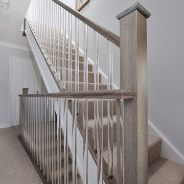 Clear-cut spindles on beautiful modern staricase