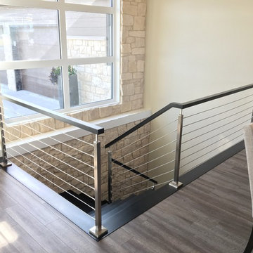 Closed Maple Stairs with Cable Railing