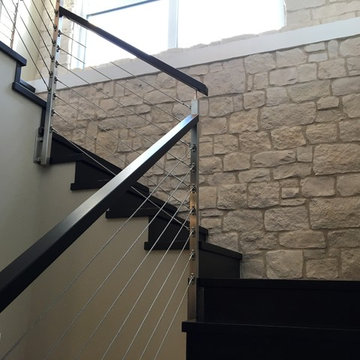 Closed Maple Stairs with Cable Railing