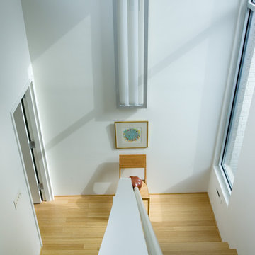 contemporary clean wood stair